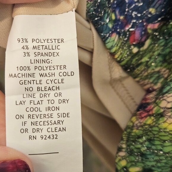 NWT Kay Unger New York A-line Metallic, Cap Sleeve Floral Cocktail Dress Size 14 - Picture 9 of 9